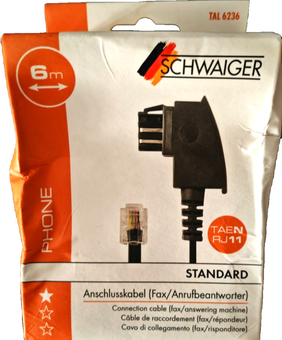 Schwaiger TAL 6236 Anschlusskabel TAE-N RJ11 für Fax Modem Anrufbeantworter A5