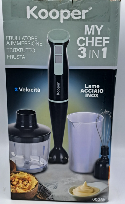 Kooper myChef 3in1 Stabmixer Pürierstab Mixer Zerkleinerer Edelstahl Küche D10