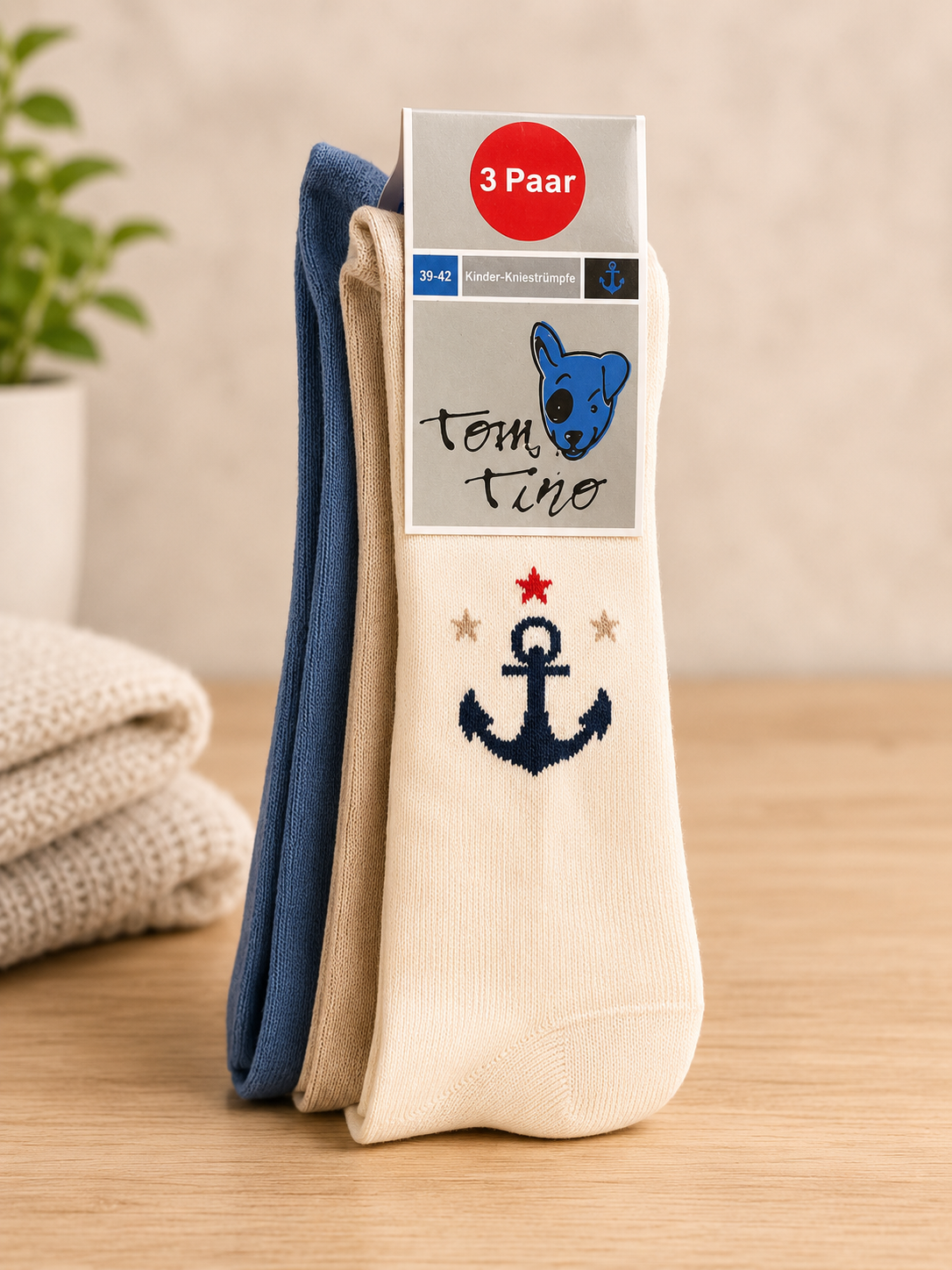 Tom Tino Kinder Kniestrümpfe 3 Paar Gr. 39-42 Kniesocken bequem weich