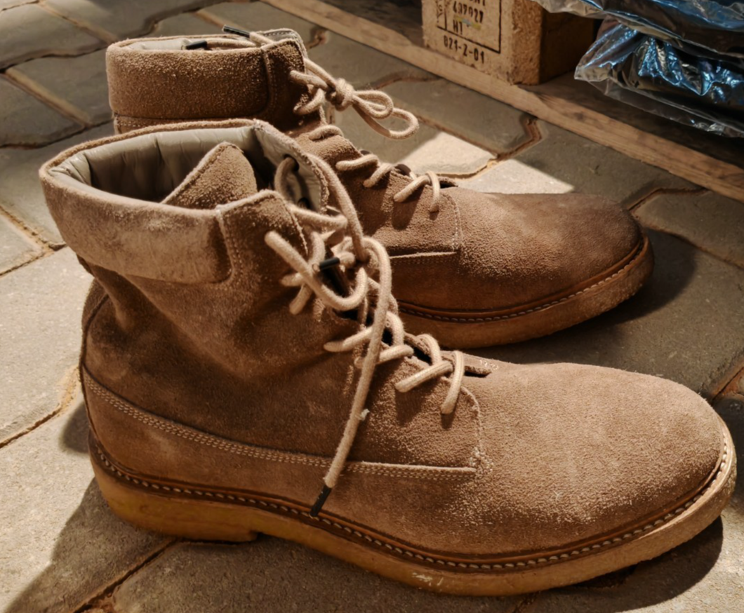 ALLSAINTS Kit Herren Boots Gr. 41 Taupe Wildleder Schnürstiefel Leder G1