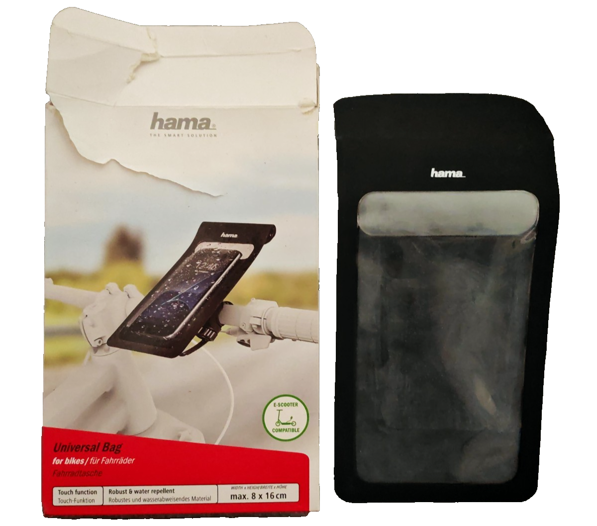 Hama Universal Fahrradtasche 8x16 cm Lenkertasche Rahmentasche Handy Tasche A8