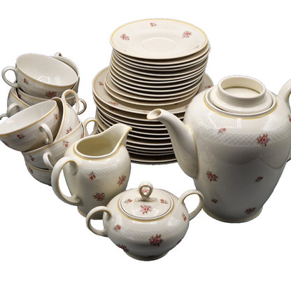 Eschenbach Roswitha Bavaria Kaffeeservice Elfenbein Porzellan Rosendekor