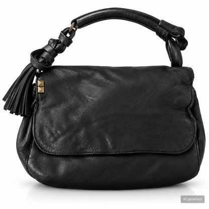 Desiderius Aemilia Damen Ledertasche Schwarz Echtleder Umhängetasche Vintage H2