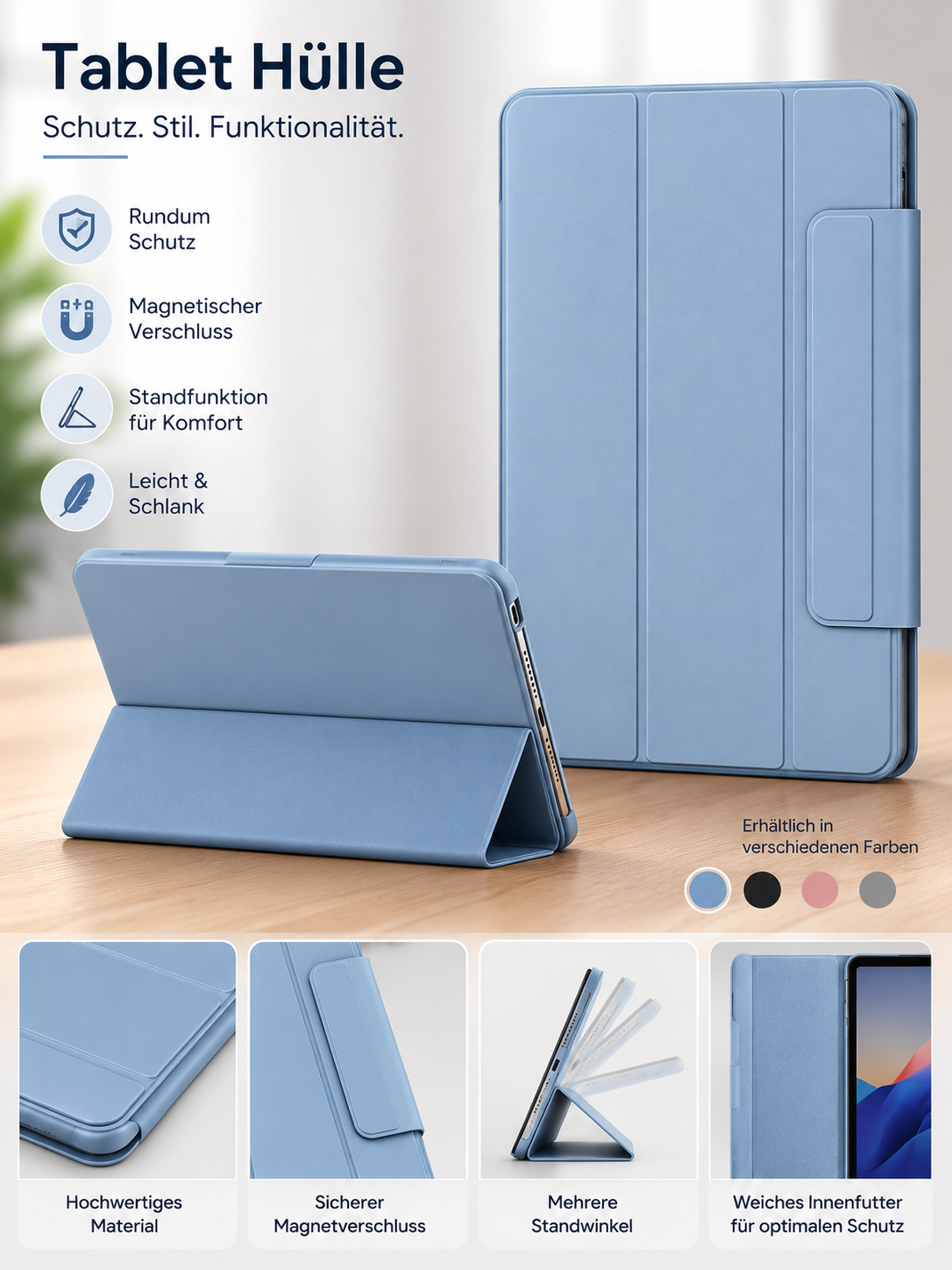 TiMOVO iPad Air 4 Hülle 10,9 Zoll Sky Blue Smart Case Stand Schutzhülle Tablet