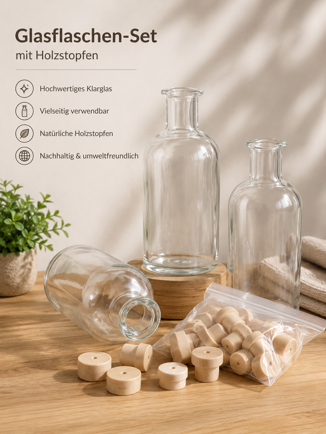 Casavetro Apothekerflaschen 12x 250ml Glasflaschen Vorratsflaschen Set HO-A18