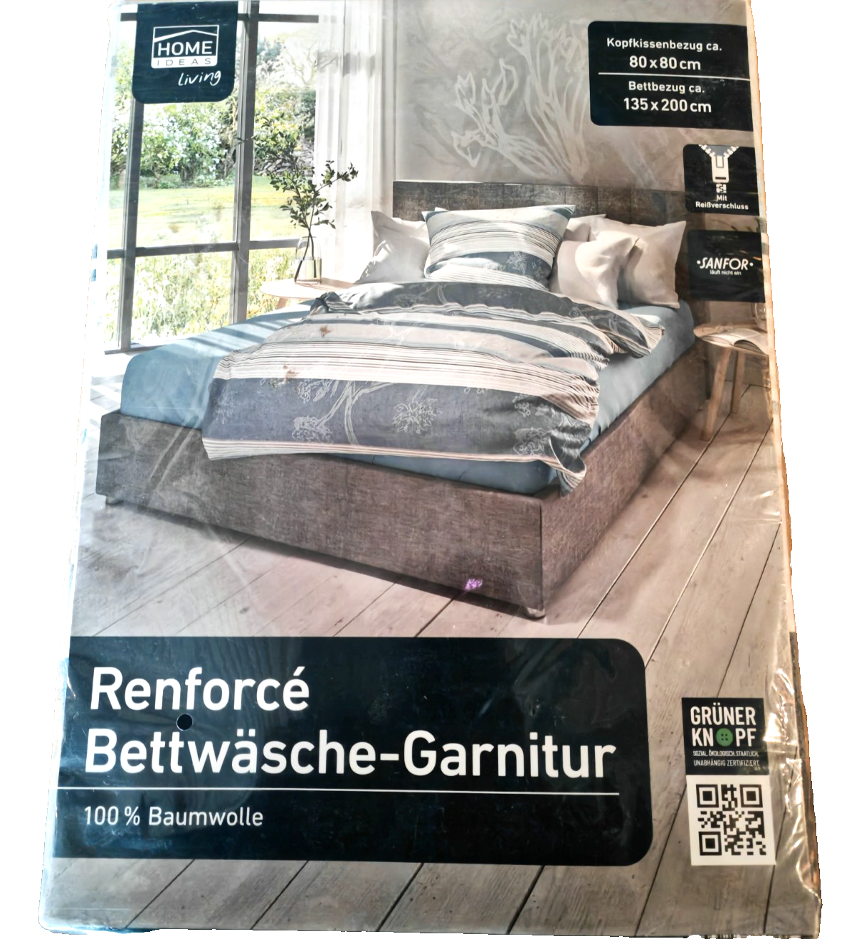 Home Ideas Renforcé Bettwäsche Garnitur 100% Baumwolle 135x200 80x80