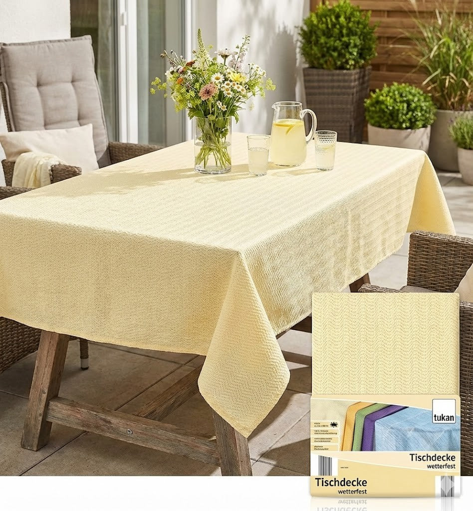 Tukan Tischdecke wetterfest 130x180 cm Beige Gartentischdecke