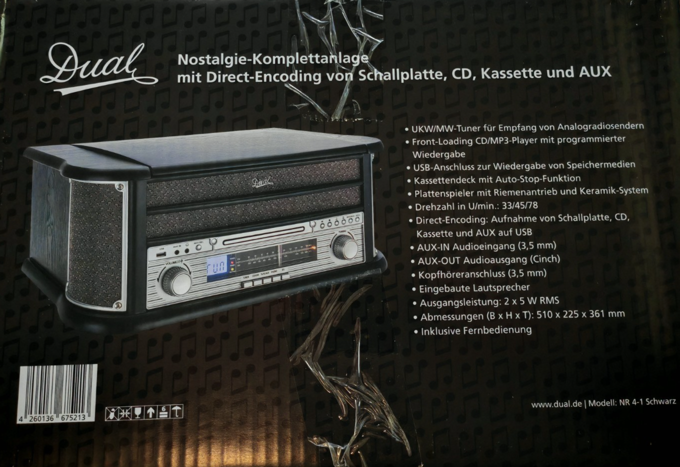 Dual NR 4-1 Radioplattenspieler Schwarz Retro Radio Plattenspieler Anlage C03