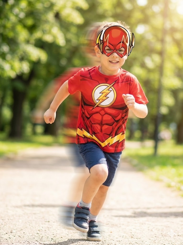 DC Comics Flash Dress-Up Set | Oberteil & Maske | Verkleidung 3–6 Jahre