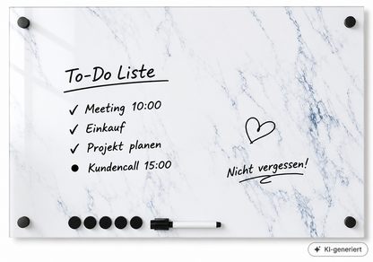 Navaris Magnettafel Whiteboard Marmor Weiß 43x32 cm Memoboard mit Magneten H1