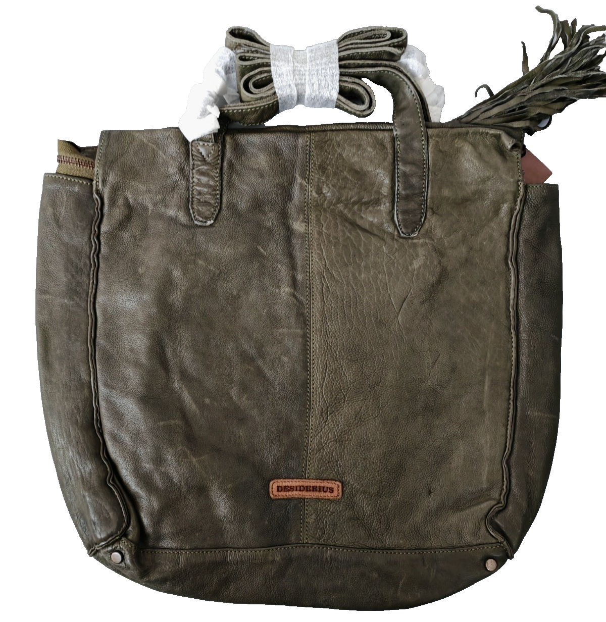 Desiderius Caladia Damen Ledertasche Olive Echtleder Shopper Schultertasche H2