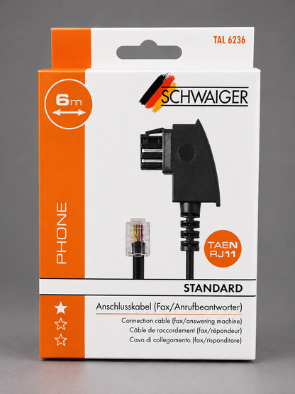 Schwaiger TAL 6236 Anschlusskabel TAE-N RJ11 für Fax Modem Anrufbeantworter A5