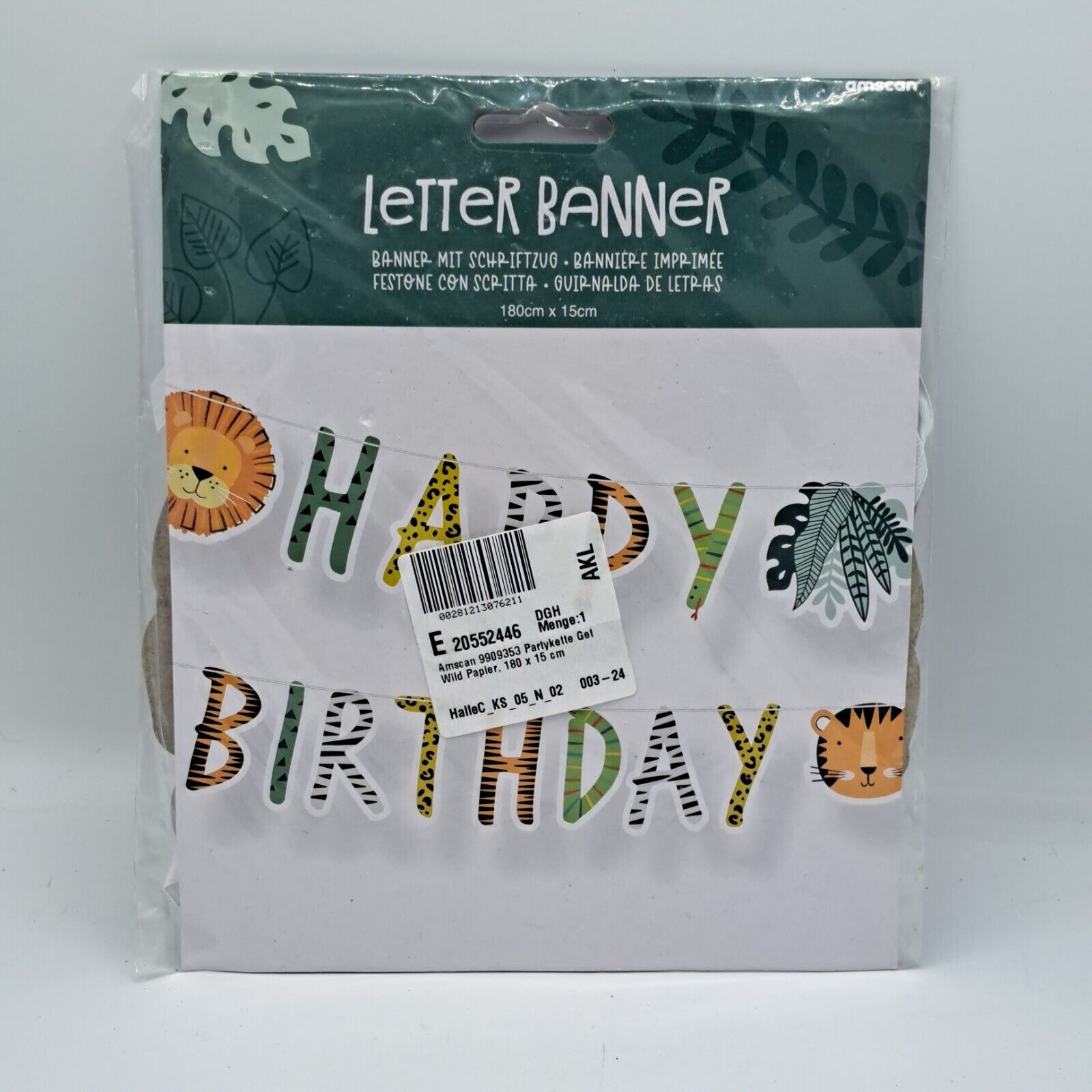 Letter String Dschungel Tiere alles Gute zum Geburtstag 1.8m