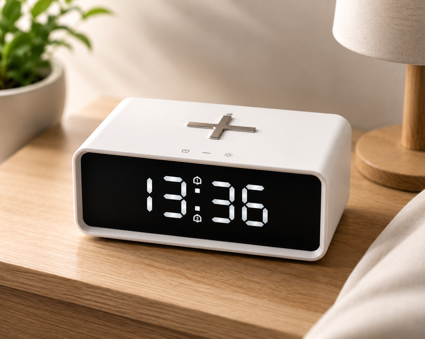 ADE CK2010 Digitaler Wecker Qi Wireless Charger 10W LCD Dual Alarm Temperatur A6