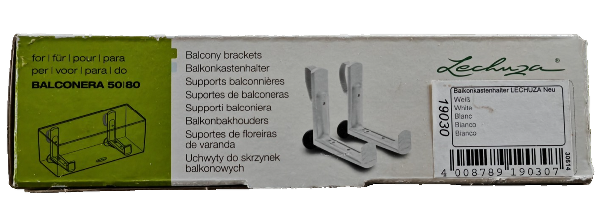 LECHUZA BALCONERA Balkonkastenhalter 2er Set Weiß bis 50kg Original Halter A9