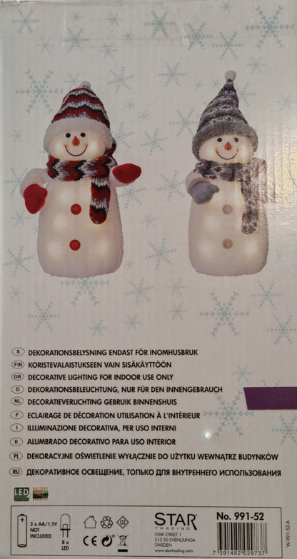STAR Trading LED Schneemann 35 cm Weihnachtsdeko Beleuchtet Batteriebetrieb C5