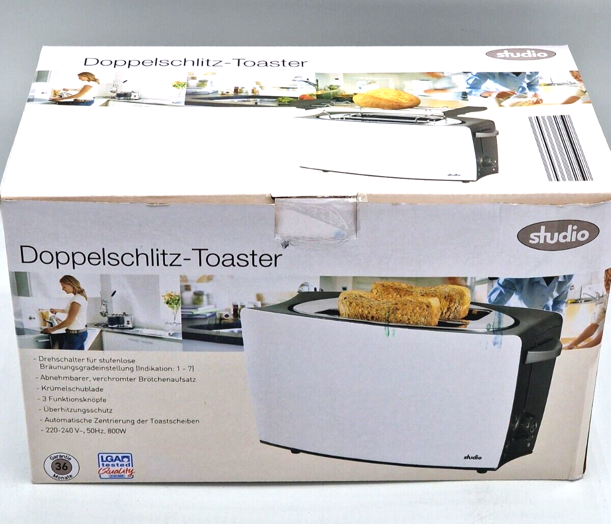 Studio Doppelschlitz-Toaster, 3 Funktionsknöpfe, Toaster, Küchengerät