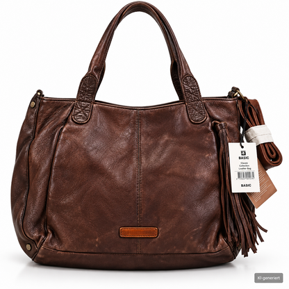 Desiderius Caladia Damen Ledertasche Braun Echtleder Shopper Schultertasche H2