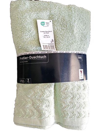 2x Home Ideas Frottee Duschtuch 70x130 cm 100% Baumwolle Grün Handtuch D10