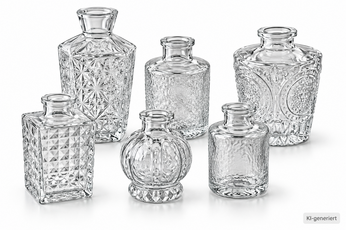 Der Rose 6er Set Glasvasen Mini Vasen Vintage Blumenvase Tischdeko Hochzeit C5
