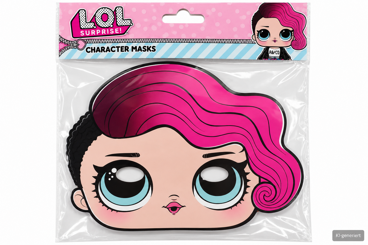 LOL Surprise Character Maske Kinder Verkleidung Kostüm Pink Schwarz Karneval D6