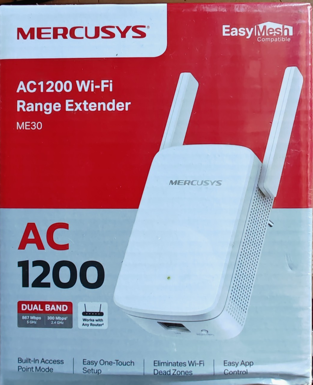 Mercusys ME30 AC1200 Wi-Fi Range Extender WLAN Repeater 1200 Mbit/s White v1.0