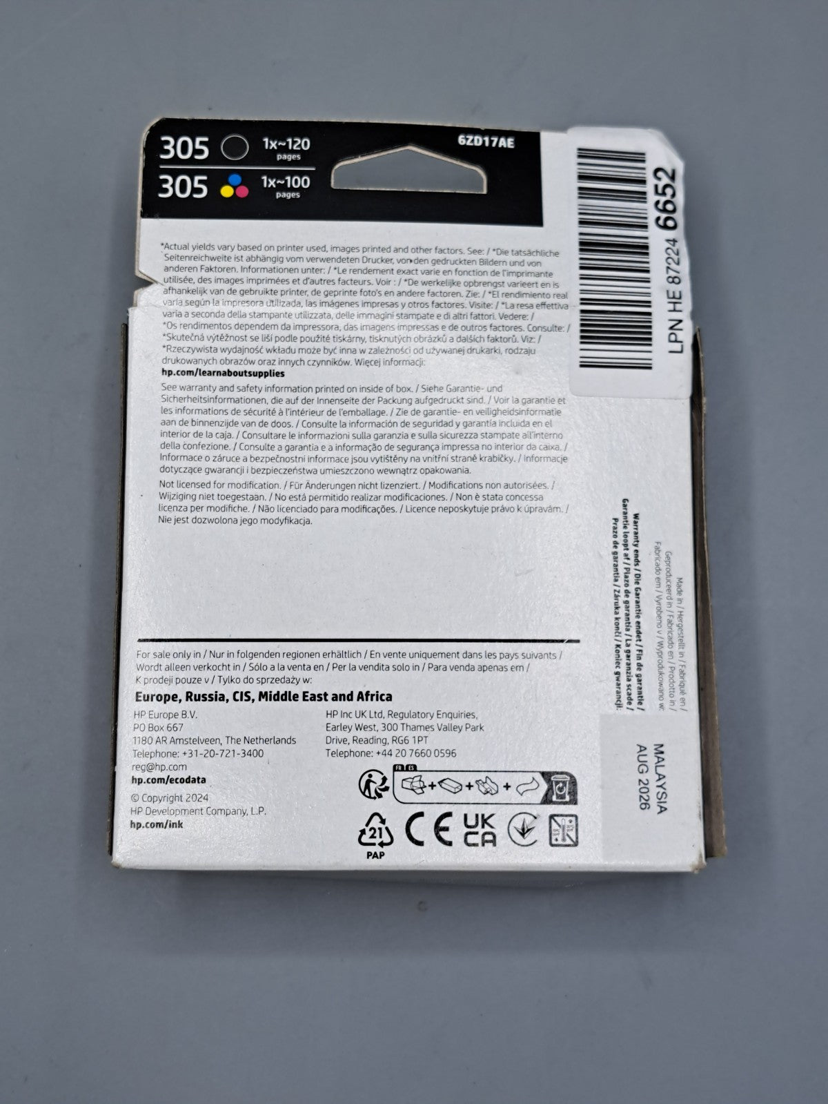 HP 305 2er-Pack Schwarz/Cyan/Magenta/Gelb Druckerpatronen