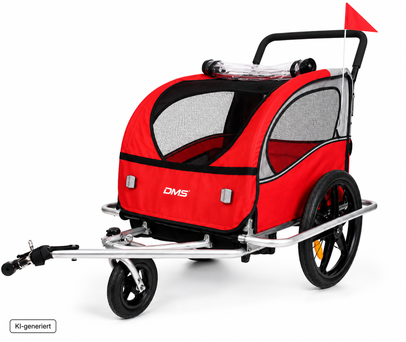 DMS FH-02R 2in1 Kinder Fahrradanhänger Jogger 2 Kinder bis 40kg Rot HA14