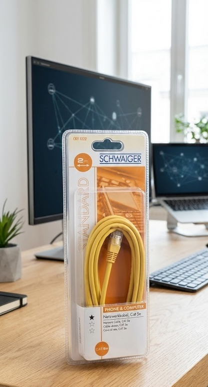 Schwaiger CKY1222 Patchkabel 2m RJ45 Ethernet Netzwerkkabel Gelb