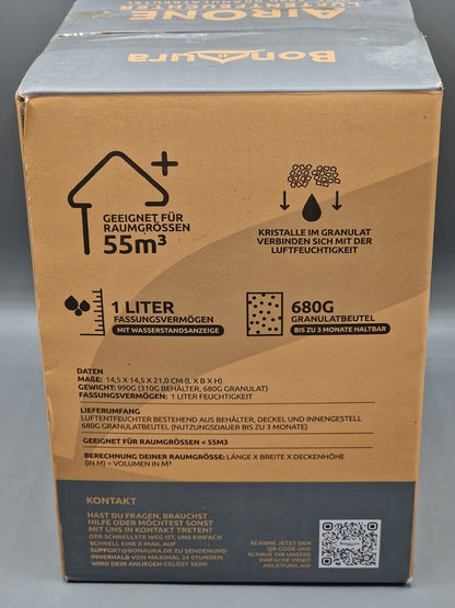 BonAura AirOne Luftentfeuchter ohne Strom mit 360° Schwarz