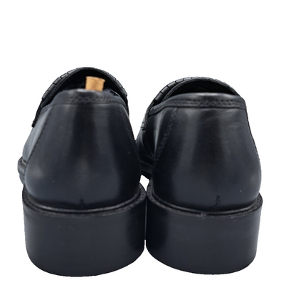Paul Vesterbro Damen Loafer Gr. 39 Schwarz Leder Fransen Slipper Halbschuhe G2