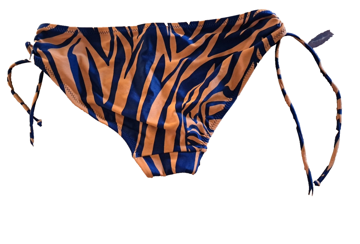 DAVID Damen Bikini Set Oberteil 38D Hose Gr. 38 Blau Orange Zebra D1
