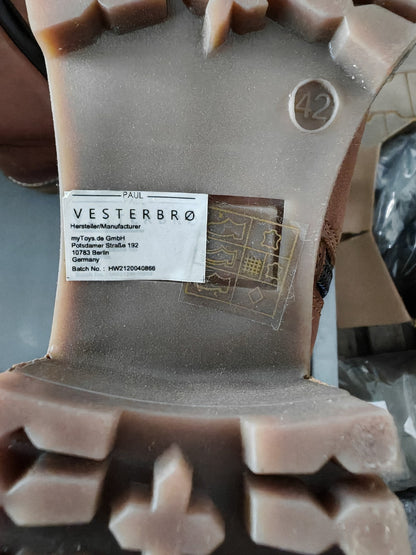 Paul Vesterbro Damen Leder Stiefel Gr. 42 Braun Langschaft Boots Reißverschluss
