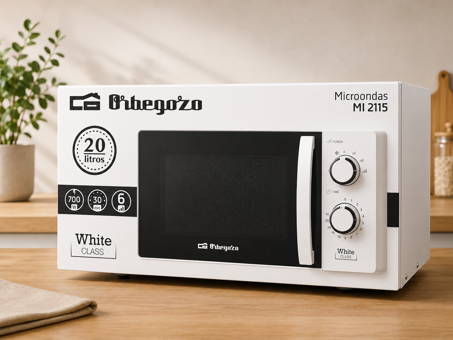 Orbegozo MI2115 Mikrowelle 20L 700W 6 Leistungsstufen Timer Weiß Küche HO-A22