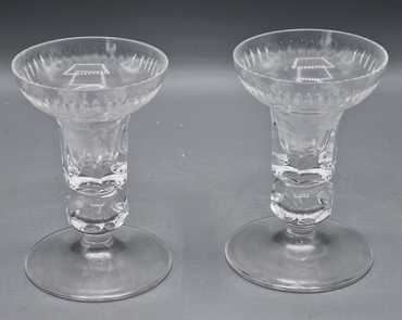 2x Antiquitäten Kerzenständer Glas Vintage Halter Sammler