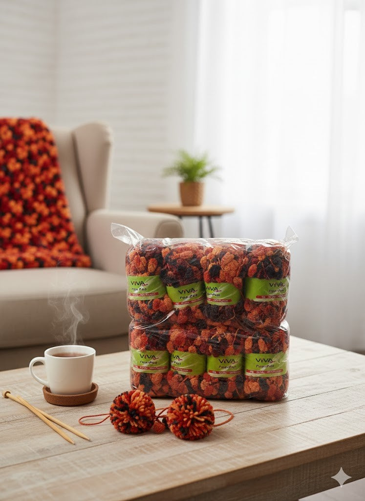 Viva Fashion Pon-Pon Wolle 8x50g, 25m, 100% Polyester, Mix Set