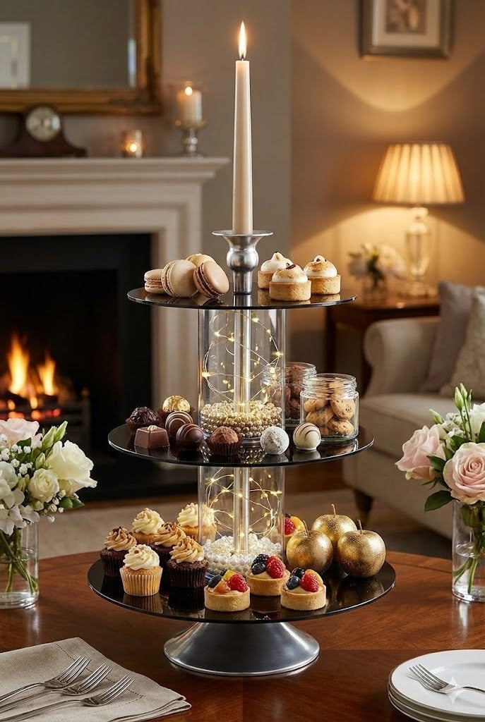 ABELLA Casa Design-Etagere 3 Glasböden inkl. Deko-Zylinder Deko Regal