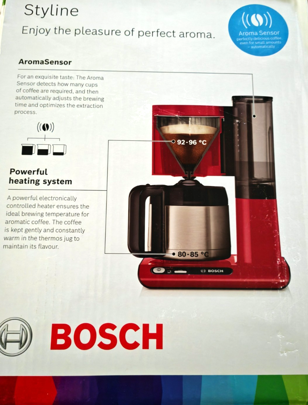 Bosch Styline TKA8A054 Kaffeemaschine Thermokanne 1,1L 1100W Rot Kaffee B-03