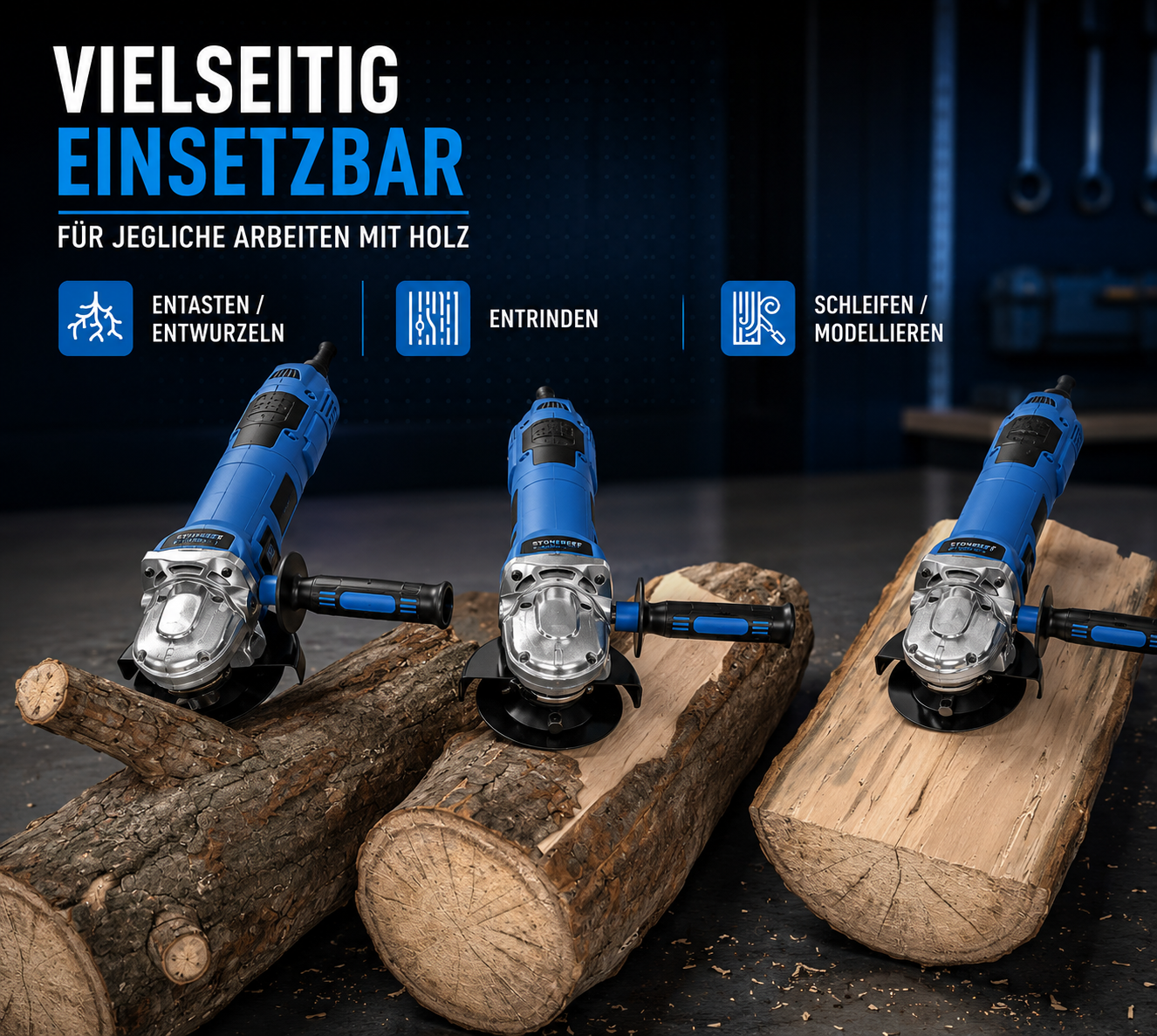 Holz Schleifscheibe 125mm 3tlg Winkelschleifer Frässcheibe Holzfräser