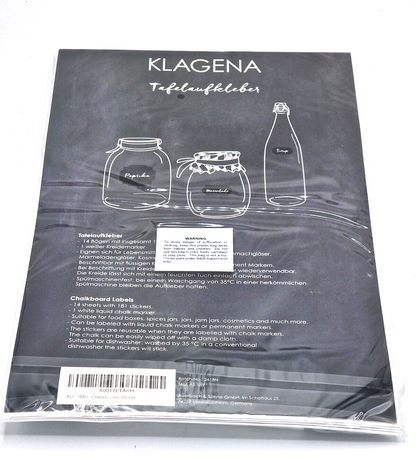 Klagena Tafel Aufkleber Set – 181 Etiketten +  Beschriftung Löschbar