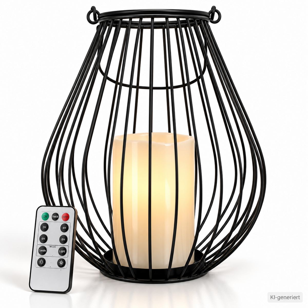 Navaris LED Kerze Metall Kerzenhalter Fernbedienung Timer Dimmbar Schwarz A35