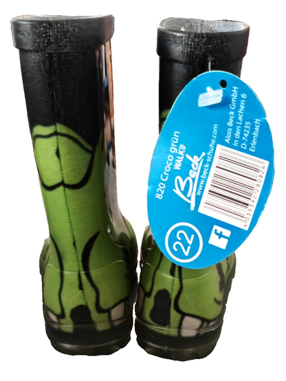 Beck 820 Croco Kinder Gummistiefel Gr. 22 Grün Krokodil Regenstiefel G2