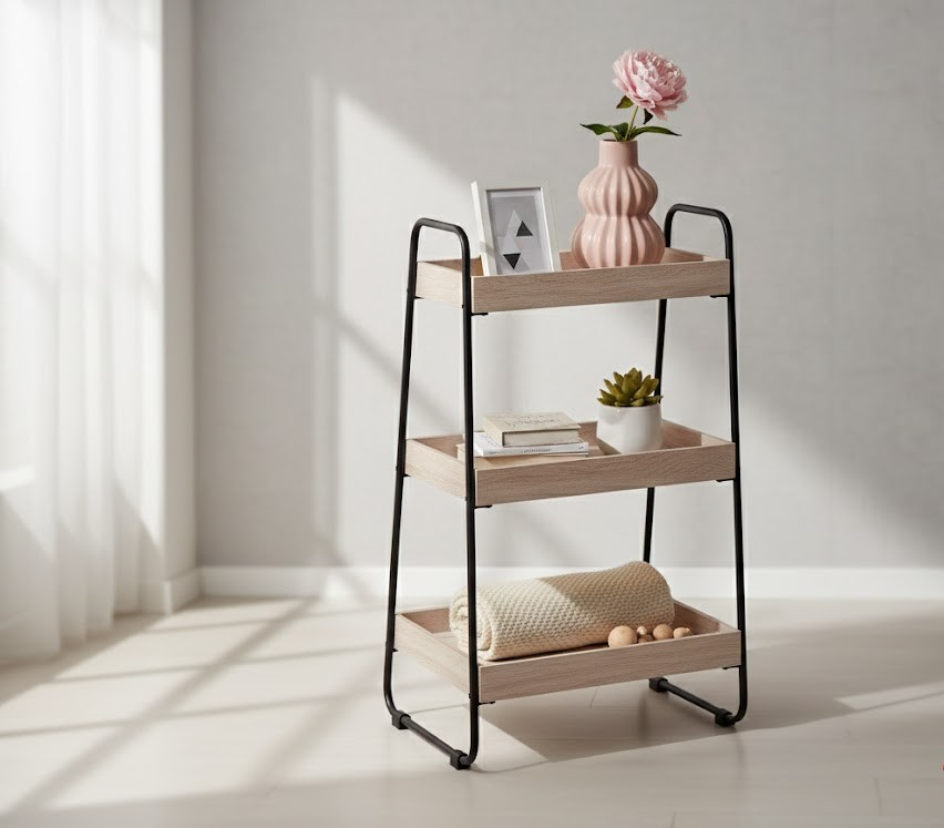 Zeller Standregal 3 Ablagen MDF Metall 40x30x70 cm Aufbewahrungsregal