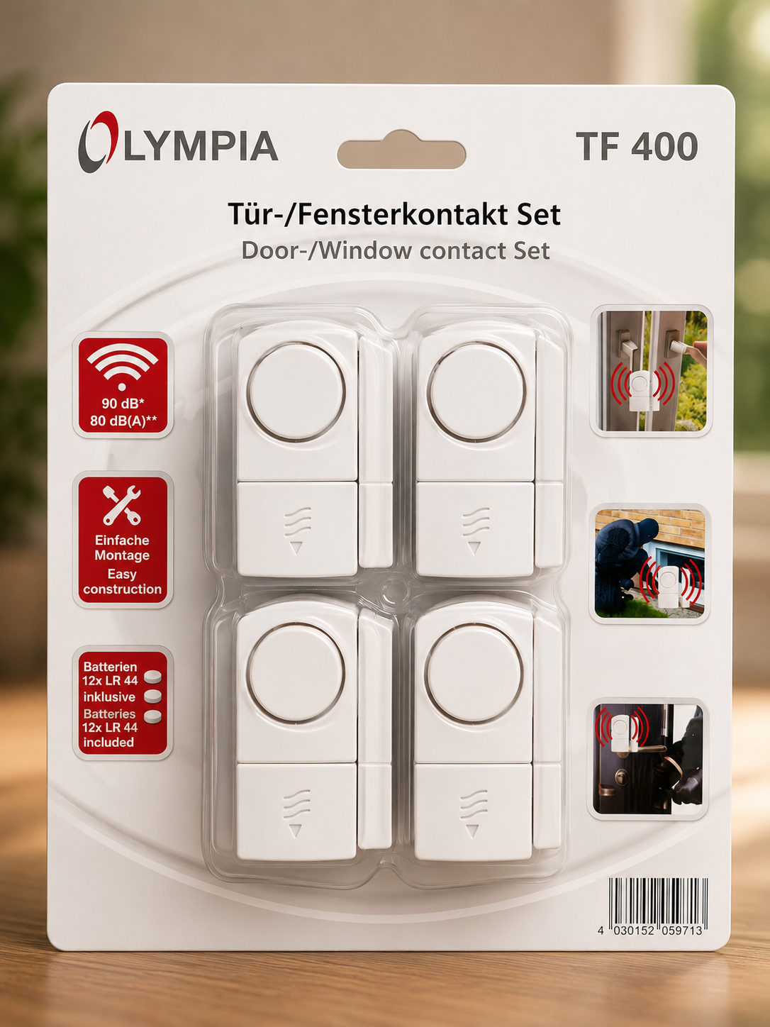 Olympia TF400 Tür Fenster Alarm Kontaktset Einbruchschutz Alarmanlage A6