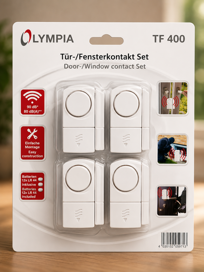 Olympia TF400 Tür Fenster Alarm Kontaktset Einbruchschutz Alarmanlage A6