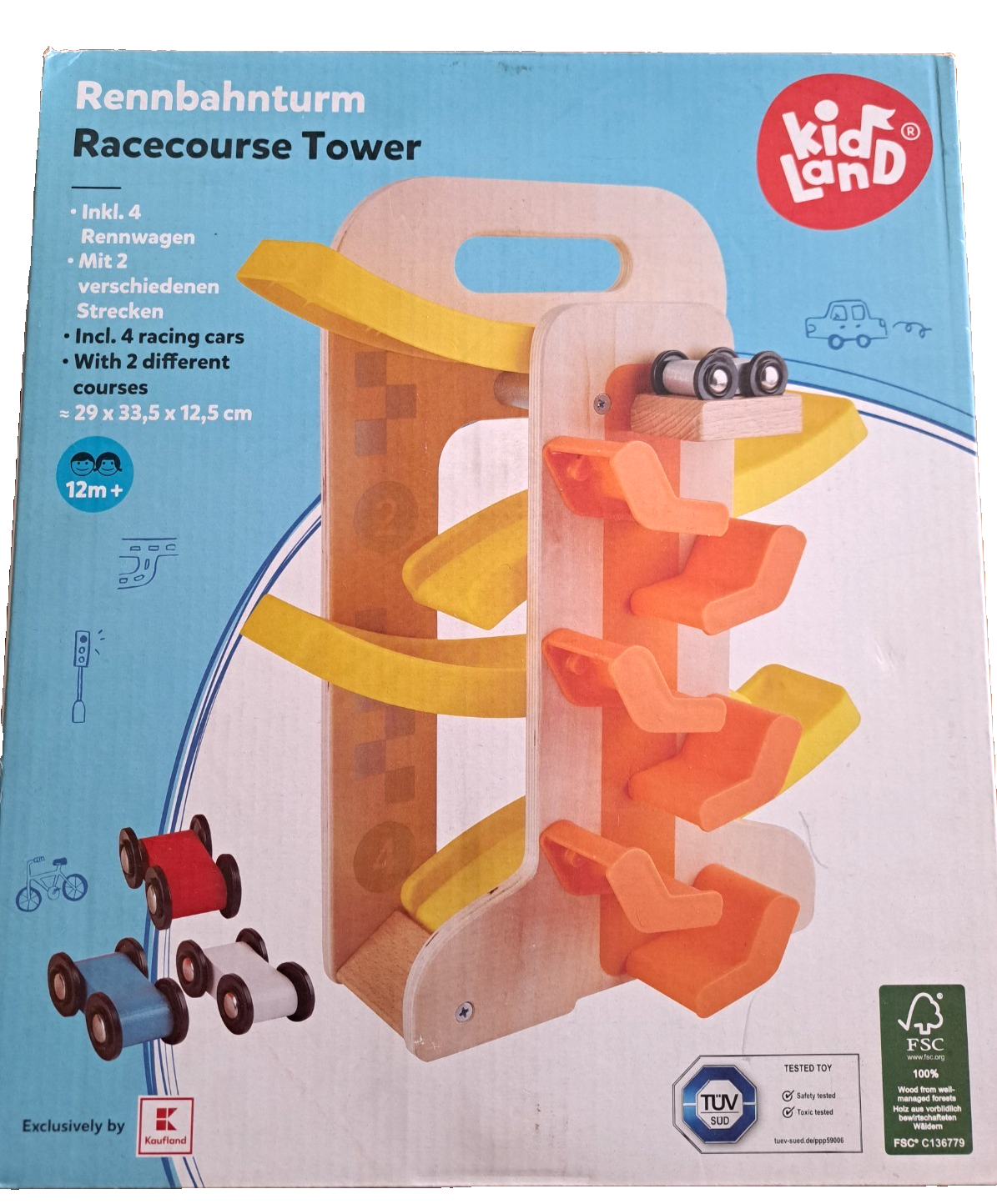 Kidland Rennbahn Turm, 4 Rennwagen, 29x33,5x12,5
