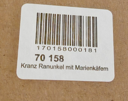 Türkranz Ranunkeln Marienkäfer Kunstblumen Frühlingskranz Sommerkranz Deko C1