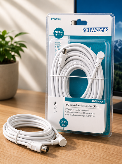 Schwaiger KVKW100 IEC Winkelanschlusskabel 10m Antennenkabel TV