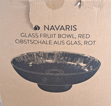 Navaris Frucht Schüssel aus Glas - rote Glasschüssel für Früchte Salat Deko - Sa