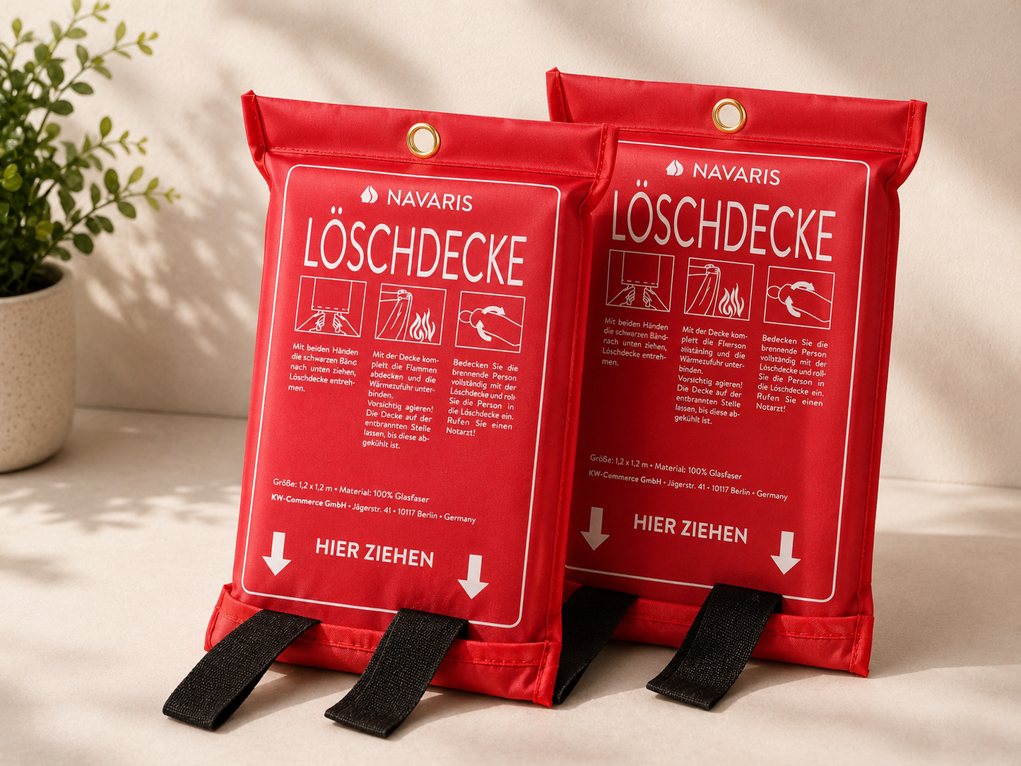 Navaris Löschdecke 2er Set 120x120cm Glasfaser Feuerdecke Brandschutzdecke C01